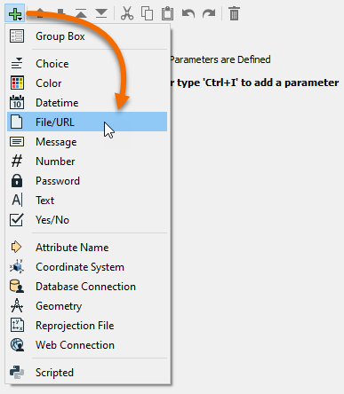 Choosing the File/URL parameter